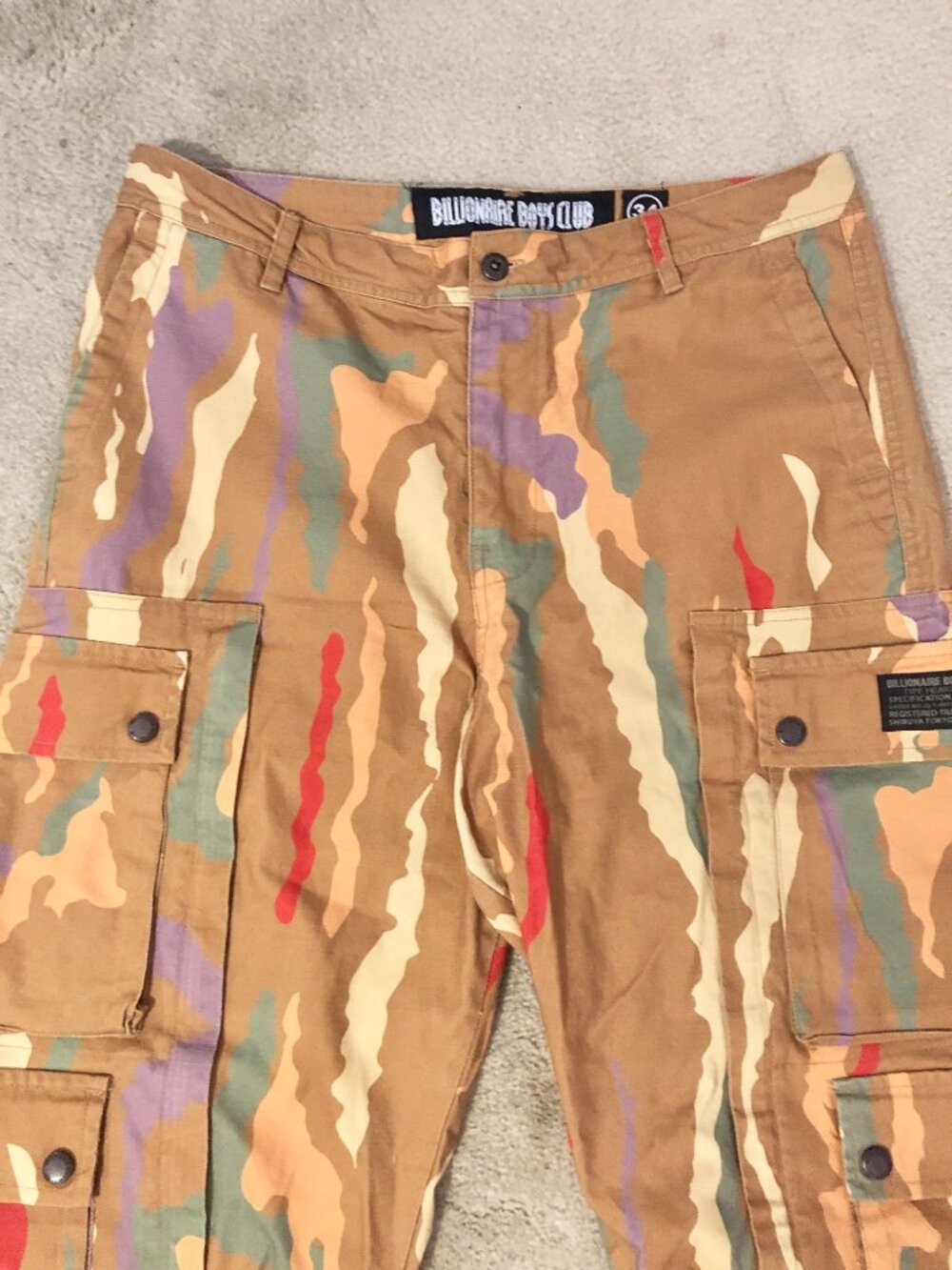 BBC Billionaire Boys Club Lion Camo Cargo Pants Unisex Baggy Wide Leg sze 34 - Picture 2 of 8